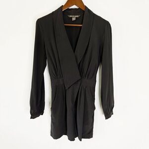 CLEARANCE - Charlie Jade Gray 100% Silk Long Sleeve Romper with Pockets